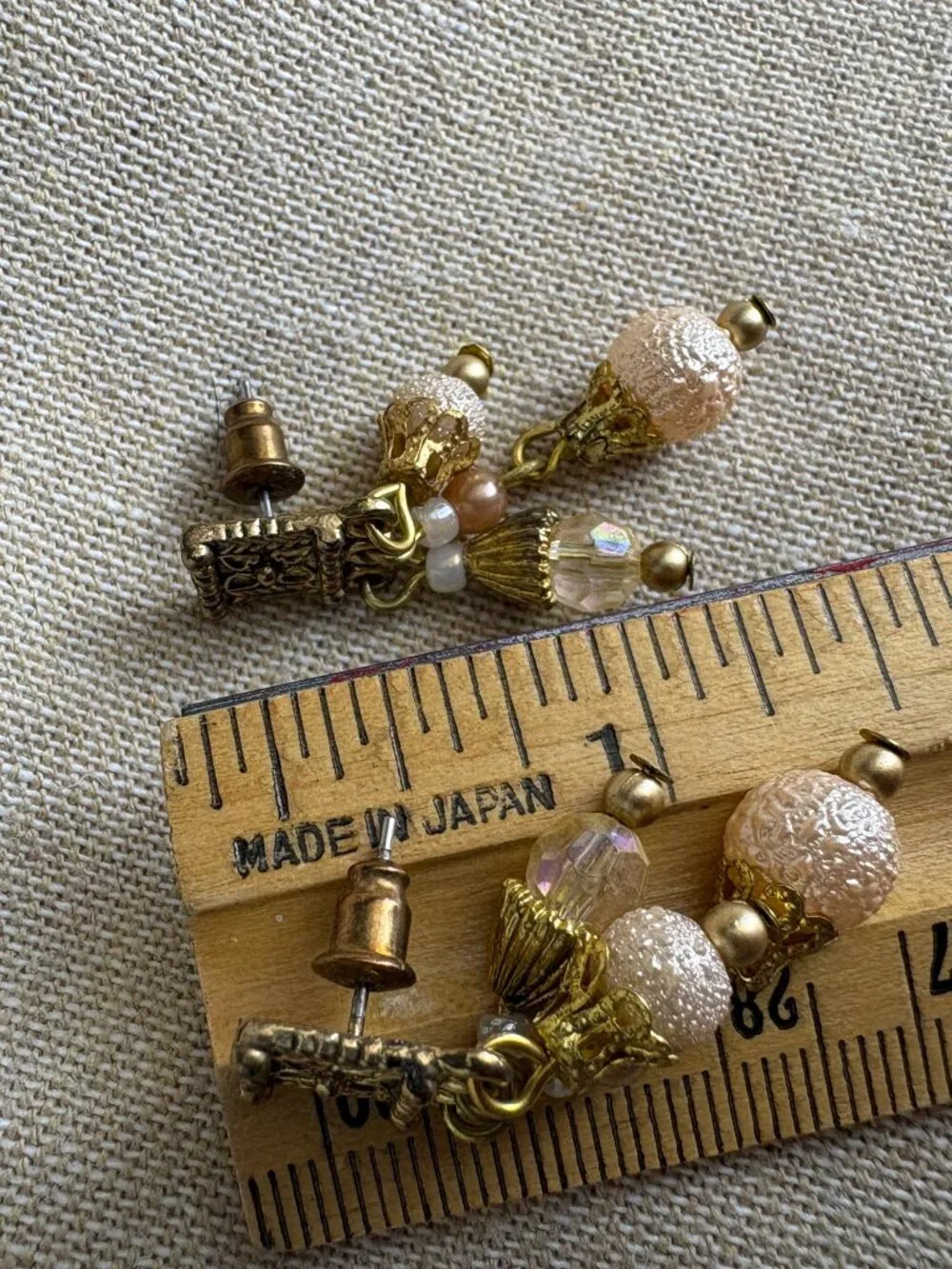 Boho Goldtone Cluster Chandelier Earrings – Blush and Champagne